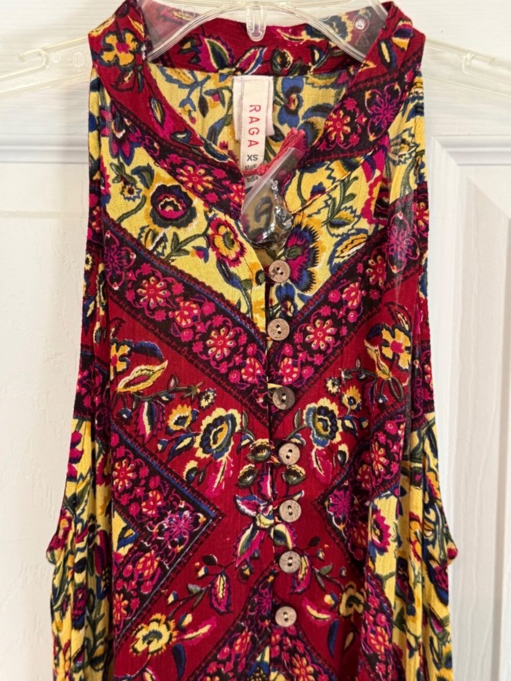 Raga X Anthropologie Maxi Dress Yellow Red Floral Boho Floral Boho Halter XS NEW - Picture 5 of 11